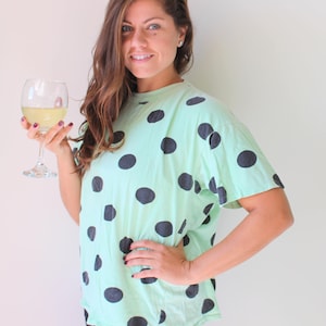 1980s RAINBOW DOTS Top...size medium womens...kitsch. top. 80s clothing. summer. colorful. hipster. costume. hippie. boho. mint. polka dots