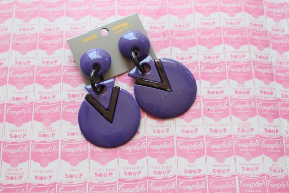 NOS 1980s GLAM Purple Earrings.......new old stock