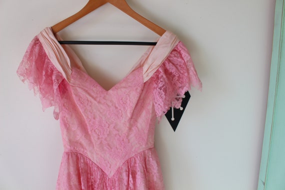 Vintage PINK LACE Ruffled Victorian Dream Dress..… - image 5