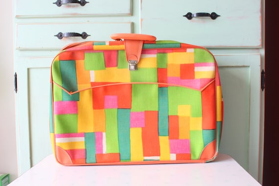 1970s Mod RARE VINTAGE SUITCASE Luggage Bag.....r… - image 1