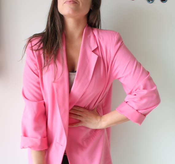 1980s Vintage Pink Blazer Jacket..size large xlar… - image 1