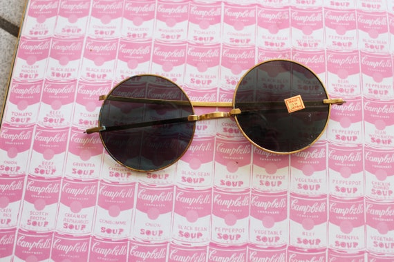 1970s Golden Round Lens Sunglasses..retro sunglas… - image 2
