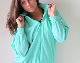 Vintage mintgroen swishy jack, uniseks retro sportkleding (M/L)