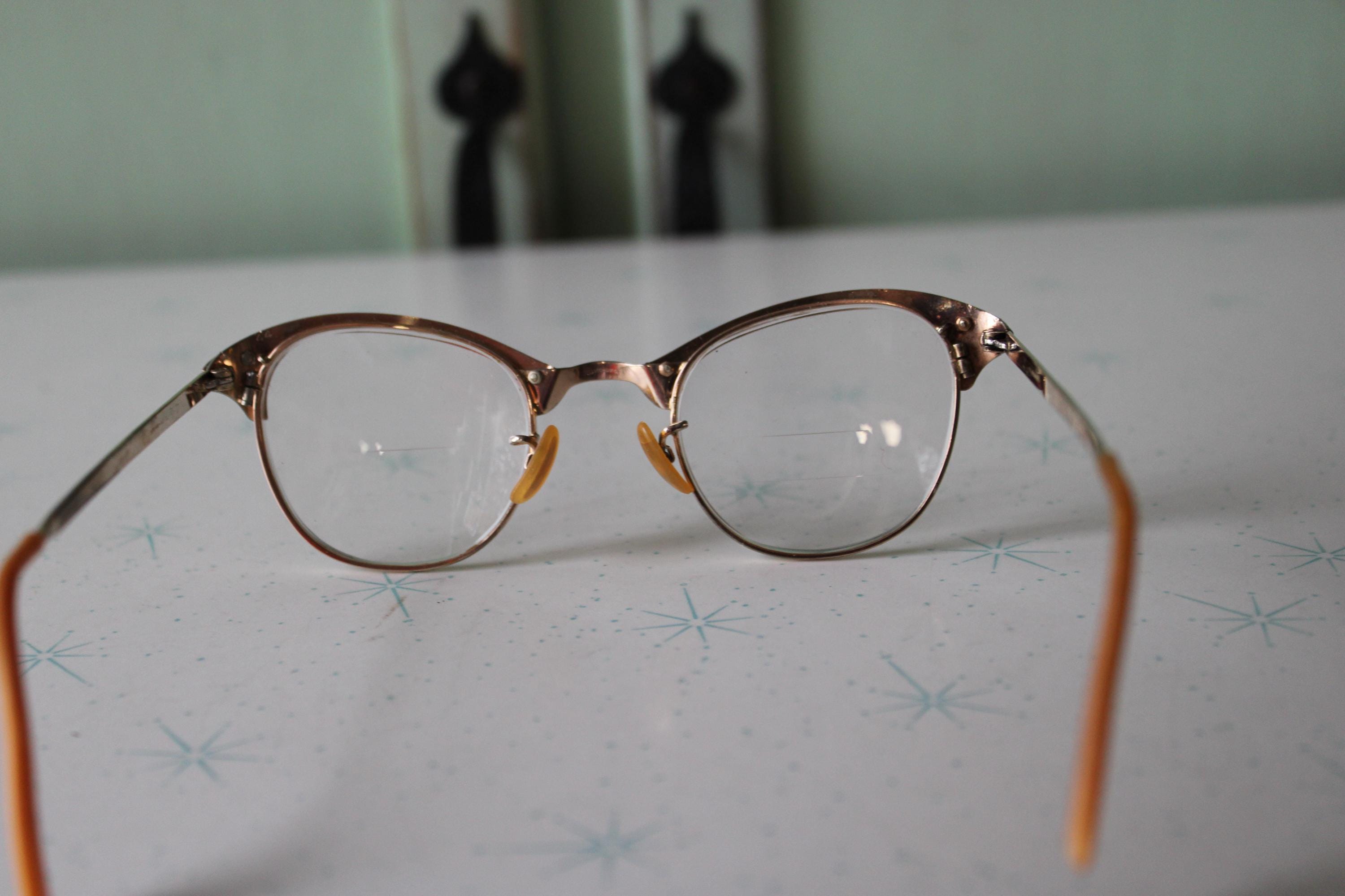 Vintage 1950s Cat Eye Glasses: Gold Horn Rim Eyewear - Etsy
