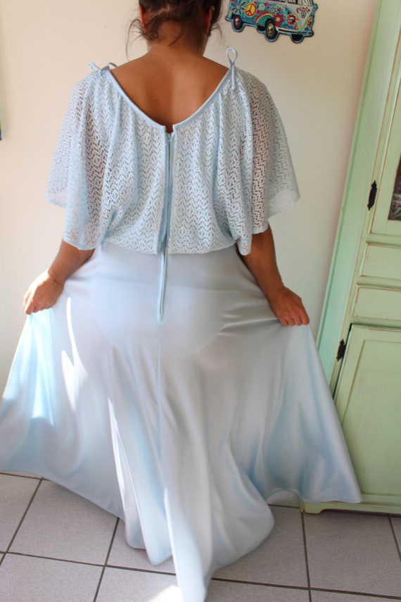 1960s BLUE Wedding Bridal Dress....size small wom… - image 8
