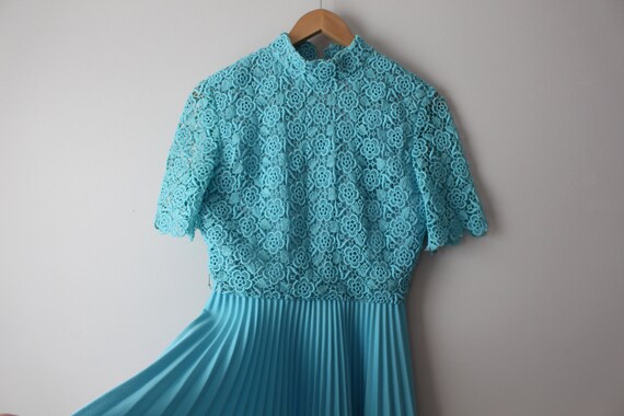 1960s BLUE Ruffled Dress...size small medium wome… - image 4