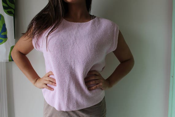 Vintage 1980s Pink Boho Designer Crop Sweater....… - image 3