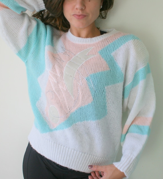 1980s RAD Fun Geometric Sweater.....one size. smal
