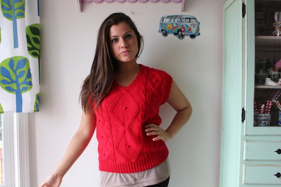 1980s CRANBERRY Red Sweater..size medium.colorful… - image 2