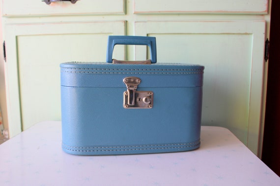 ヴィンテージ★希少★水色アンティークボックス★ファンデーションケース 1970s Blue Travel Case: Mid Century Luggage - Etsy