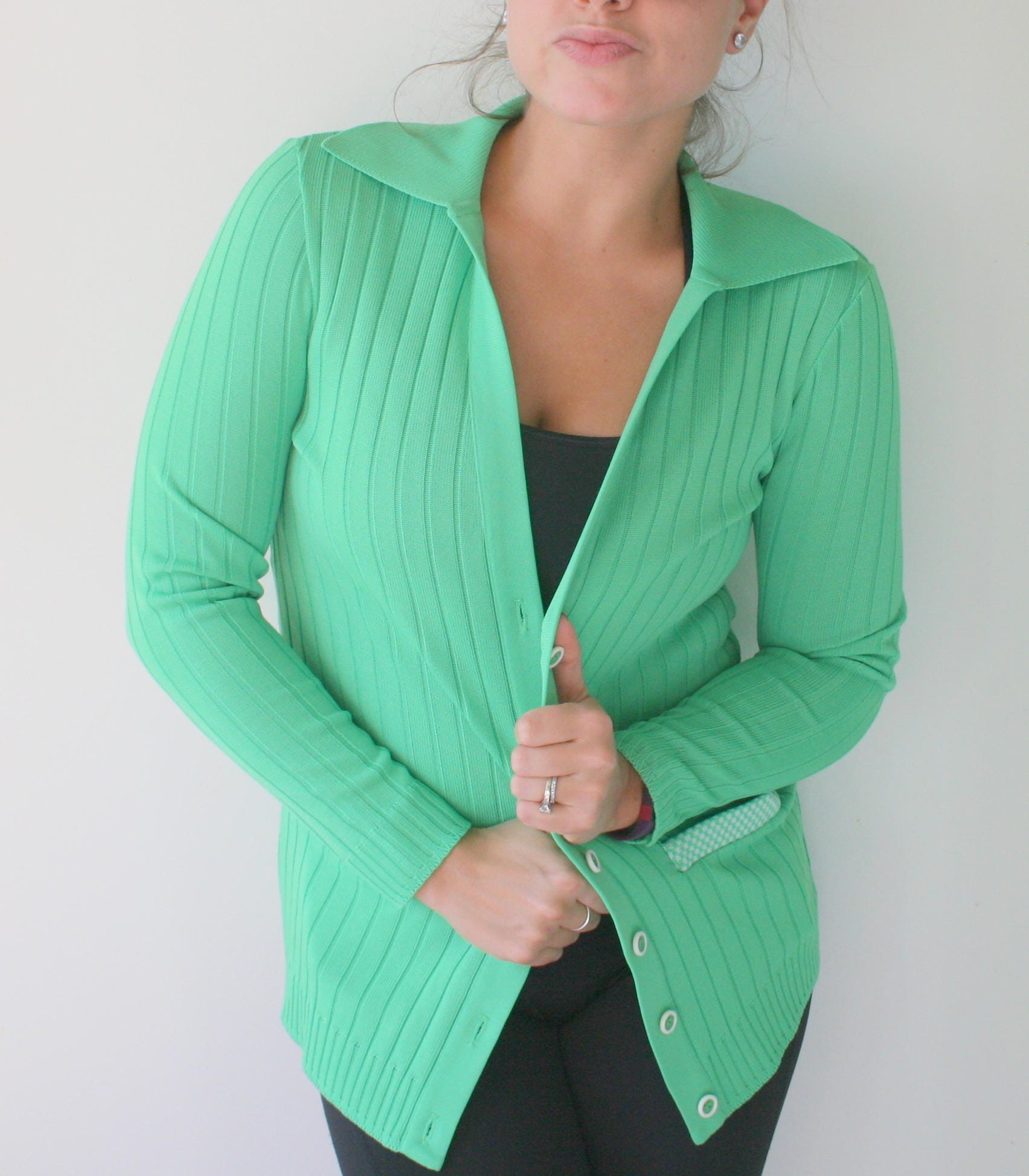 Early 80s style: Preppy monogrammed sweaters in kelly green and