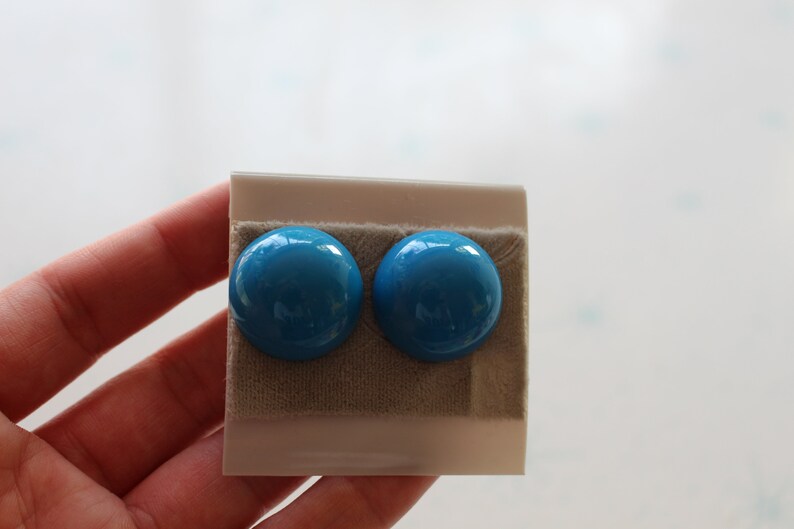 mod retro hipster nautical rad 1980s ROYAL BLUE Nos Studs....pierced ears 80s accessories wedding. striped urban blue earrings