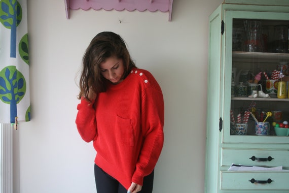 1990s LIZ SPORT Red Sweater..size medium..colorfu… - image 3