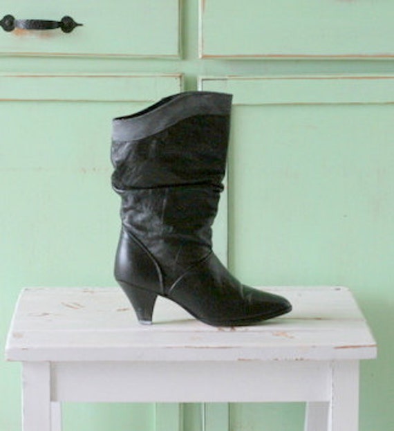 1980s BLACK WESTERN Boots..size 6 womens..dingo. … - image 1