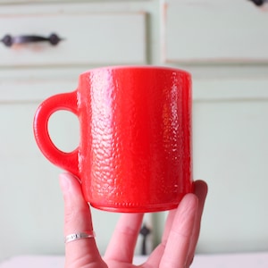 1960s Vintage Red Milk Glass Mug: Retro Kitsch Kitchenware