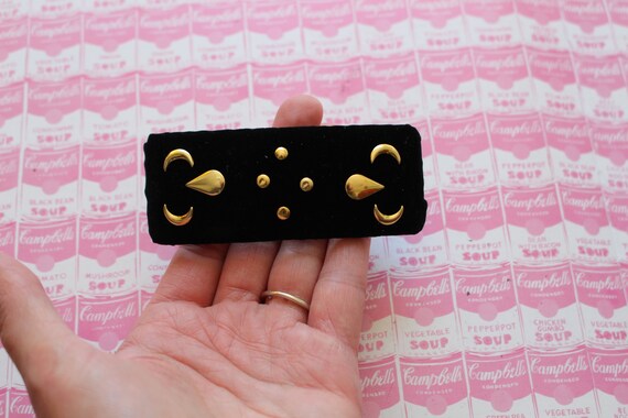Vintage 1980s Black Hair Barrette: Gold Celestial Accents - Etsy