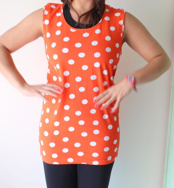 1980s VINTAGE DOTS Tank Mini Dress...medium. larg… - image 1