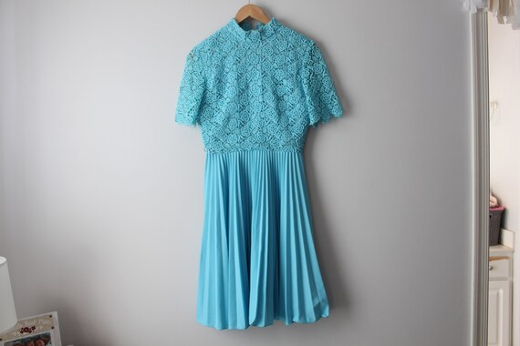 1960s BLUE Ruffled Dress...size small medium wome… - image 5