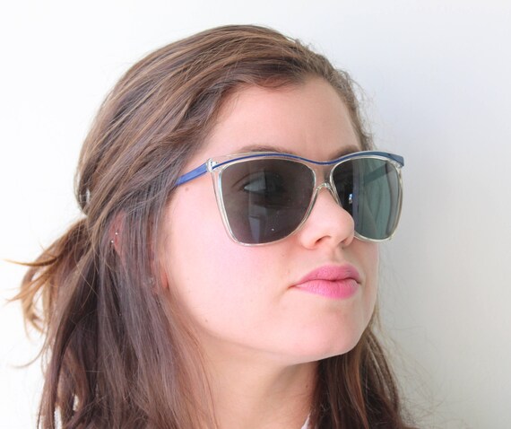 Vintage BLUE and CLEAR Mod Taiwan ROC Sunglasses.… - image 3