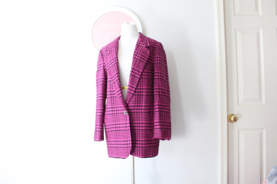 Vintage 80s 1990s Fun Pink Checkered Jacket.....s… - image 1