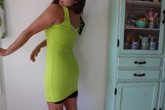 Vintage LIME GREEN Mini Dress....size small mediu… - image 6