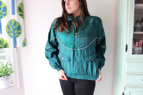 1980s GREEN Jacket..size medium large..colorful. … - image 3