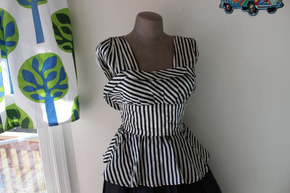 Vintage MOD GIRL Black and White Striped Dress...… - image 6