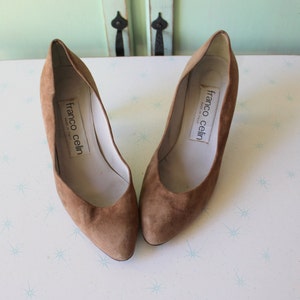 1980s Franco Celin Leather Wedges: Vintage Designer Heels, Size 8