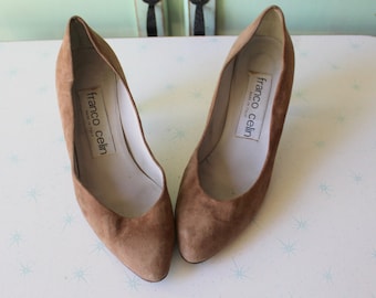 1980s Franco Celin Leather Wedges:  Designer Heels, Size 8
