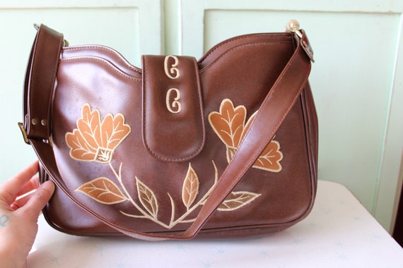 Vintage RETRO Floral Handbag....retro. 1970s purs… - image 5