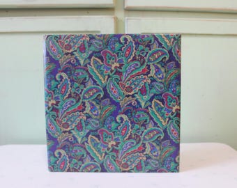 Blå vinylfotoalbum från 1980-talet: Retro paisley-fotoram