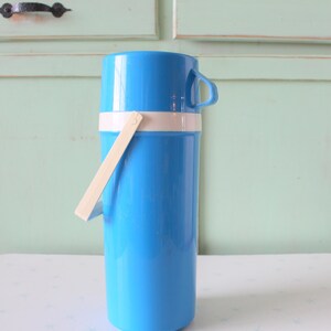 Vintage Tall Blue Thermos: 1970s Retro Kitchen Decor
