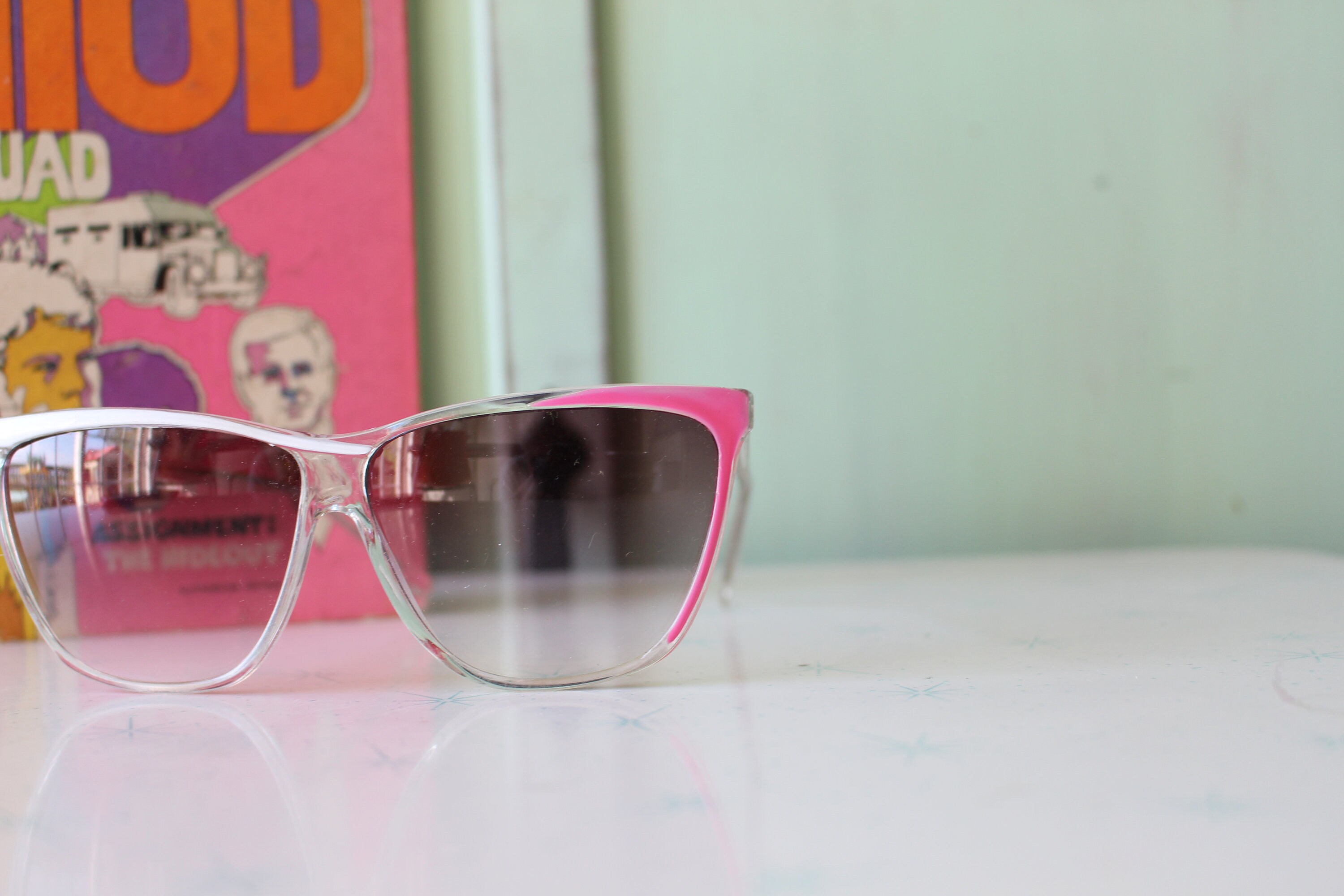 1980s Oversized Sunglasses: Clear Pink Retro Party Shades - Etsy