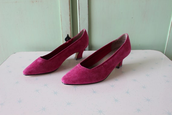 Vintage Pink Genuine Leather Heels.....size 5.5 w… - image 2