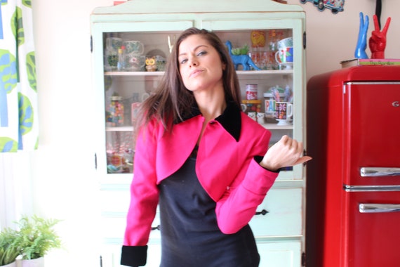 Vintage HOT PINK Blazer  Jacket...size small. cro… - image 1