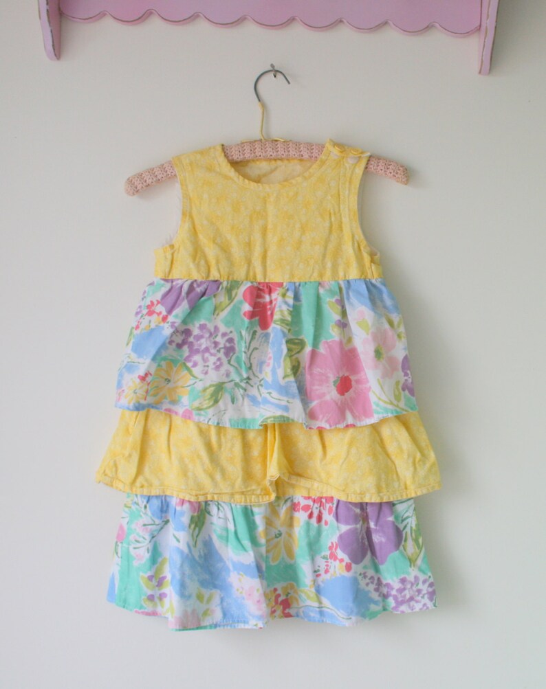 Vintage FLORAL TIERED Ruffled Girl Dress....size 6 7 8 Etsy