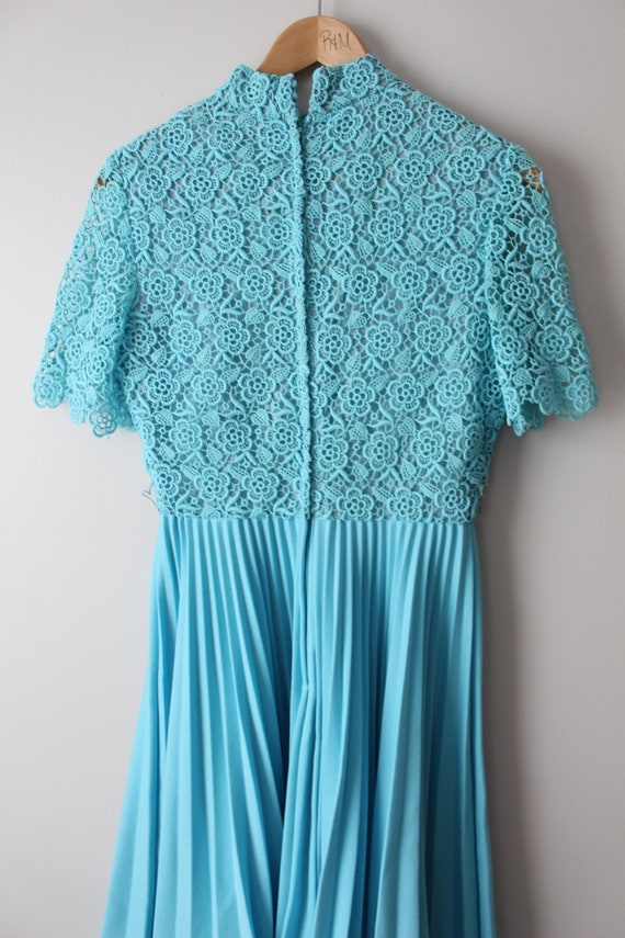 1960s BLUE Ruffled Dress...size small medium wome… - image 6
