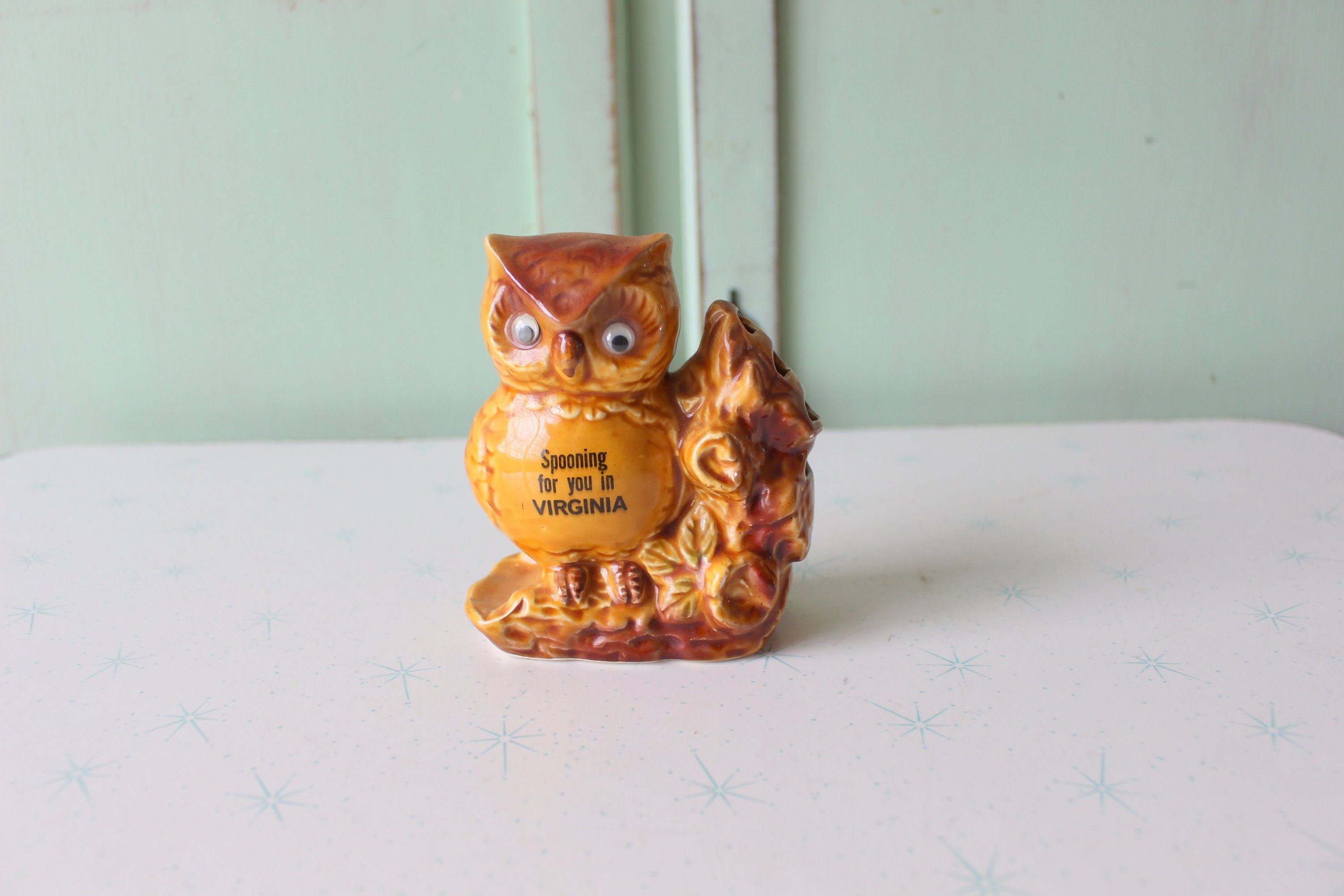 1970s Retro Owl Spoon Holder: Virginia Kitsch Decor