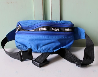 Blauw heuptasje jaren 80: retro reisaccessoires