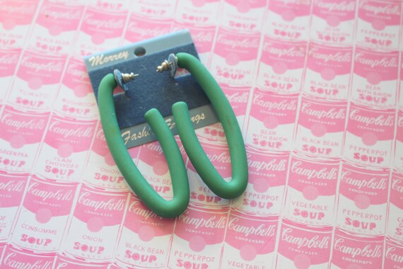 1980s GREEN Oversized Earrings.....holiday. costum