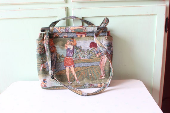 1980s Vintage GOLF Fabric Handbag..sporty. retro.… - image 1