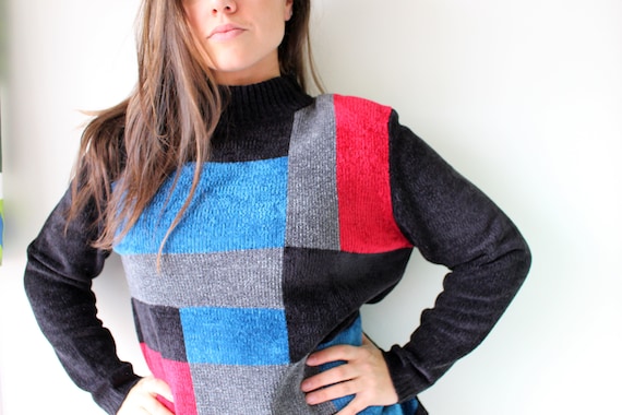 Jaren 1980 Multi gekleurde Sweater.unicorn. kleurrijke. helder