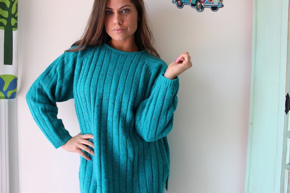 1980s Oversized Geometric Sweater...blue. colorfu… - image 4