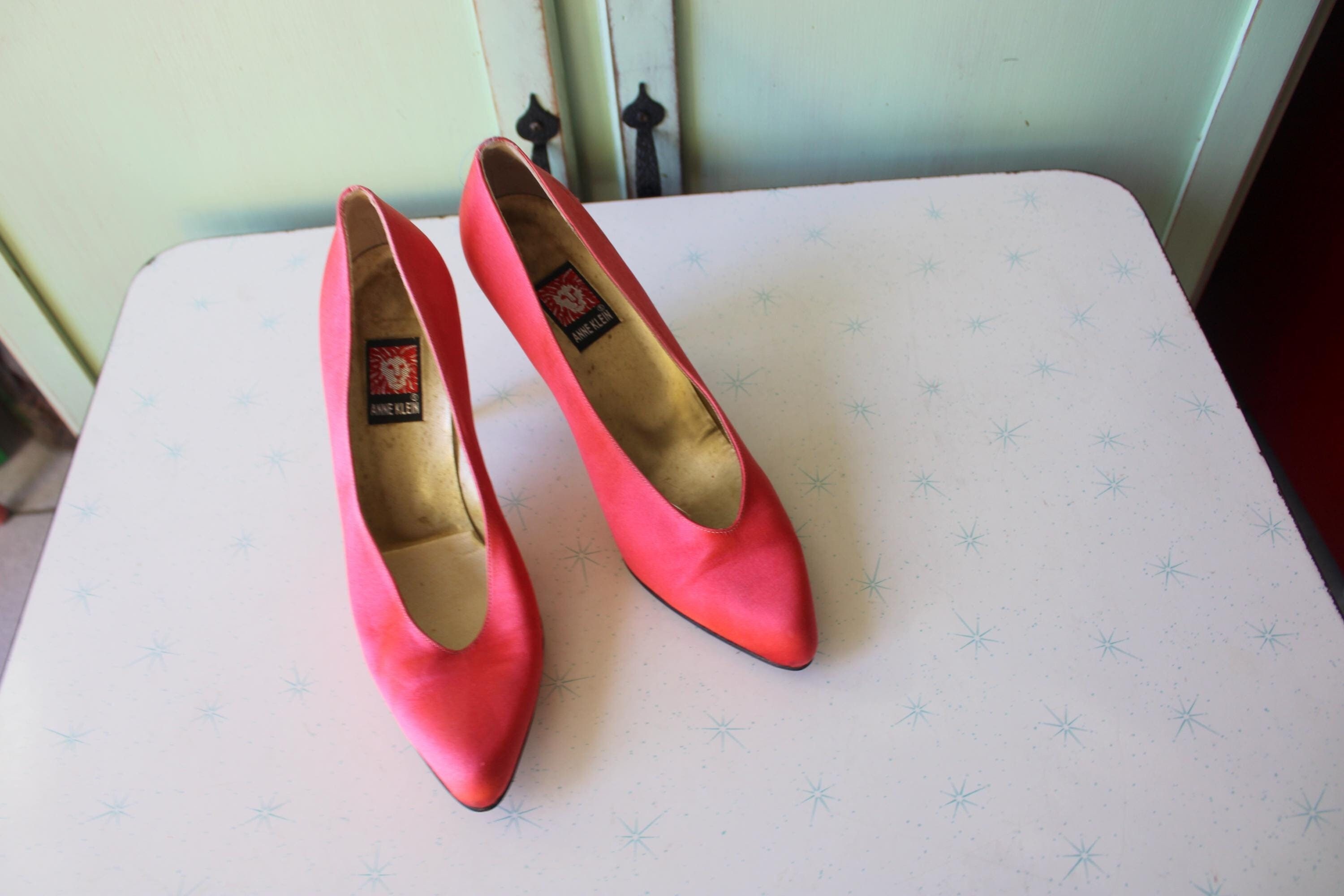 1980s Vintage PINK SATIN Heels.size 8.5 Womens.anne Klein. Pumps. Shoes. Wedding. Glam. Stilettos. Designer. Fancy. Classics. 80s Glam Etsy