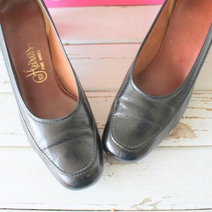 1960s Black Heels: Vintage Heiress Designer Pumps, Size 6