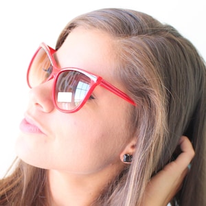 Vintage RED Mod Taiwan ROC 1970s 1980s Sunglasses....retro. colorful shades. hipster. gold. shades. indie. chic. pink. boho. deadstock.