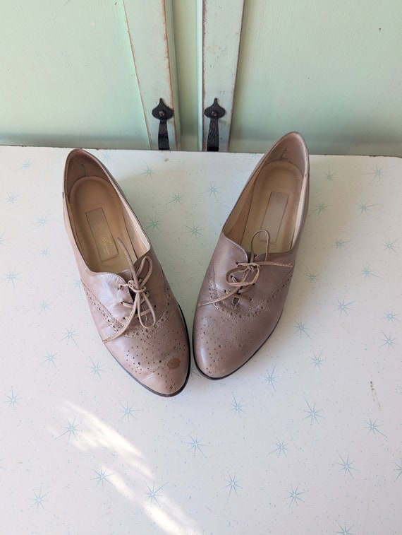 1980s Vintage ETIENNE AIGNER Tan Leather Loafers.… - image 1