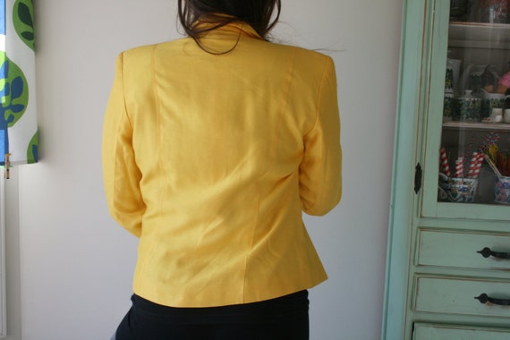 Vintage YELLOW Designer Jacket...size medium wome… - image 3