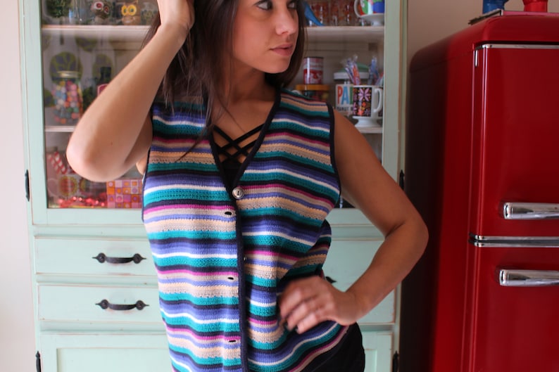 striped bright crop sweater fun bright rainbow retro 1960s RAINBOW Sweater...unicorn colorful rad knit sweater 1960s sweater
