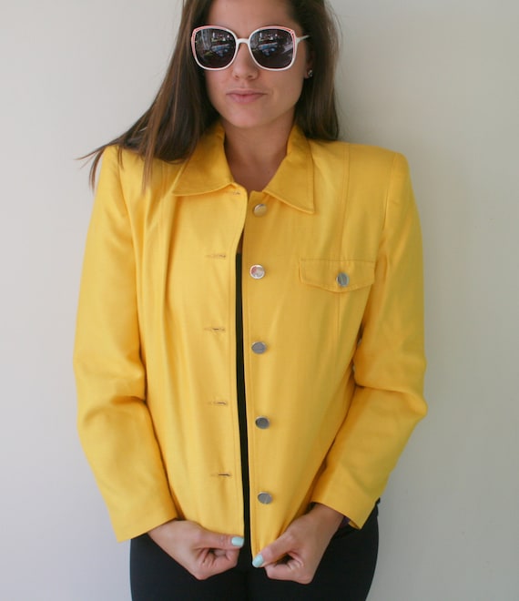 Vintage YELLOW Designer Jacket...size medium wome… - image 1
